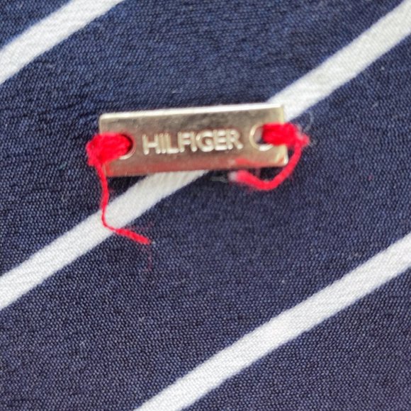 Tommy Hilfiger blouse dark blue white stripe ruffle design women's size XS - Picture 6 of 6